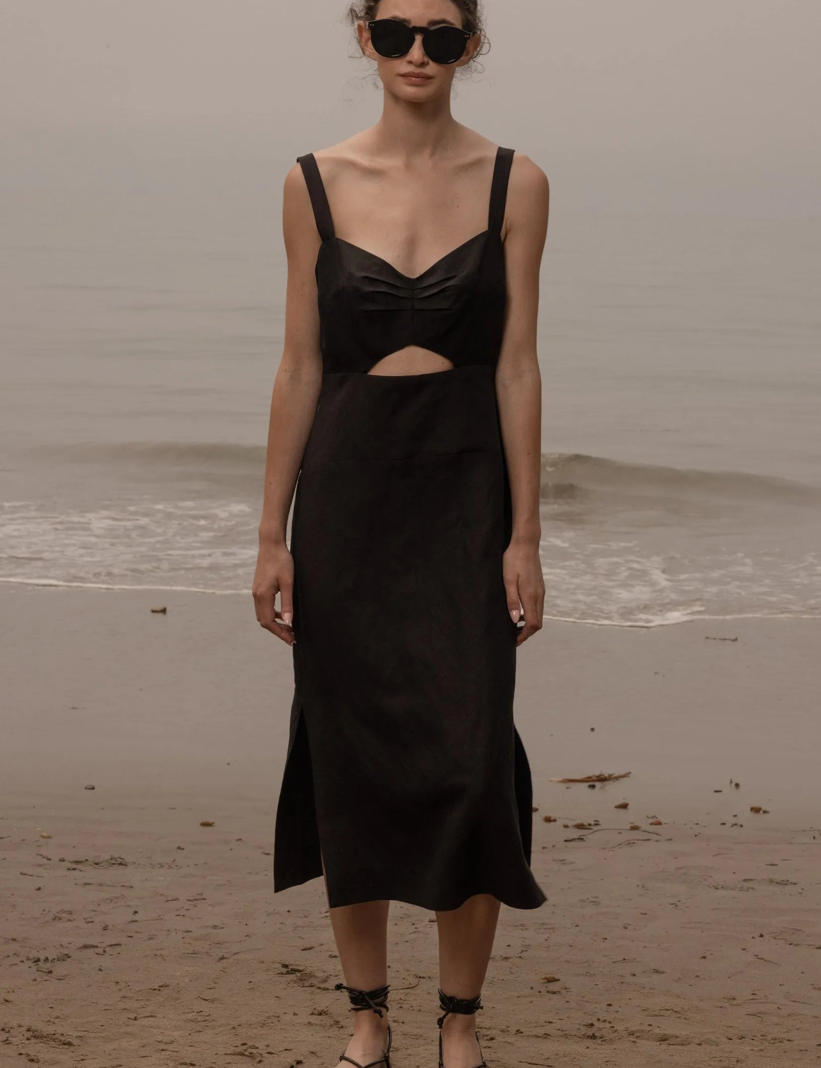 Como Dress - Noir Silk & Hemp - Heidi Merrick
