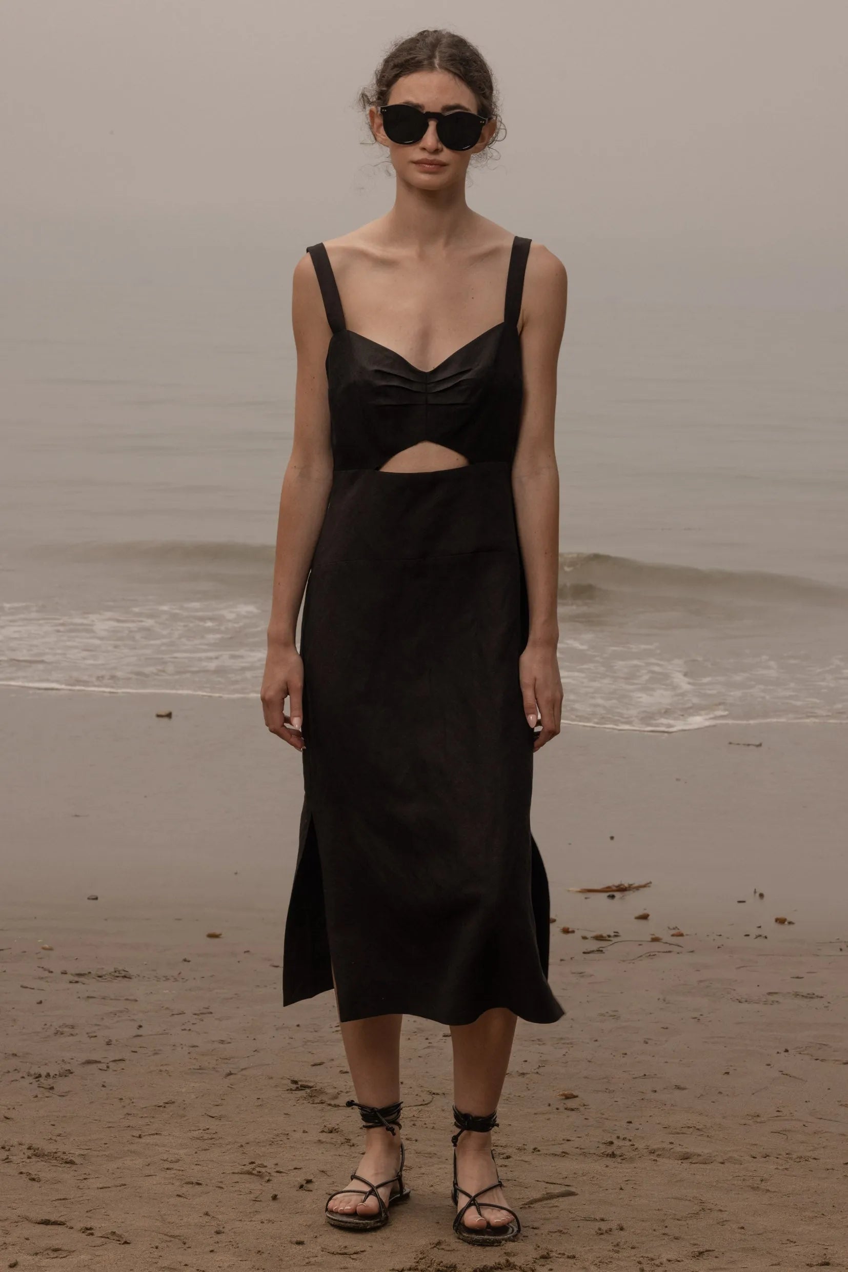 Como Dress - Noir Silk & Hemp - Heidi Merrick
