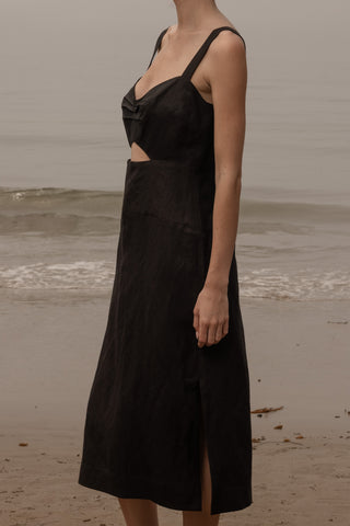 Como Dress - Noir Silk & Hemp