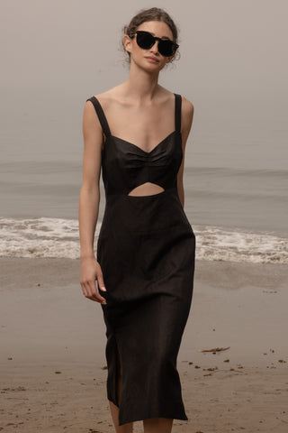 Como Dress - Noir Silk & Hemp