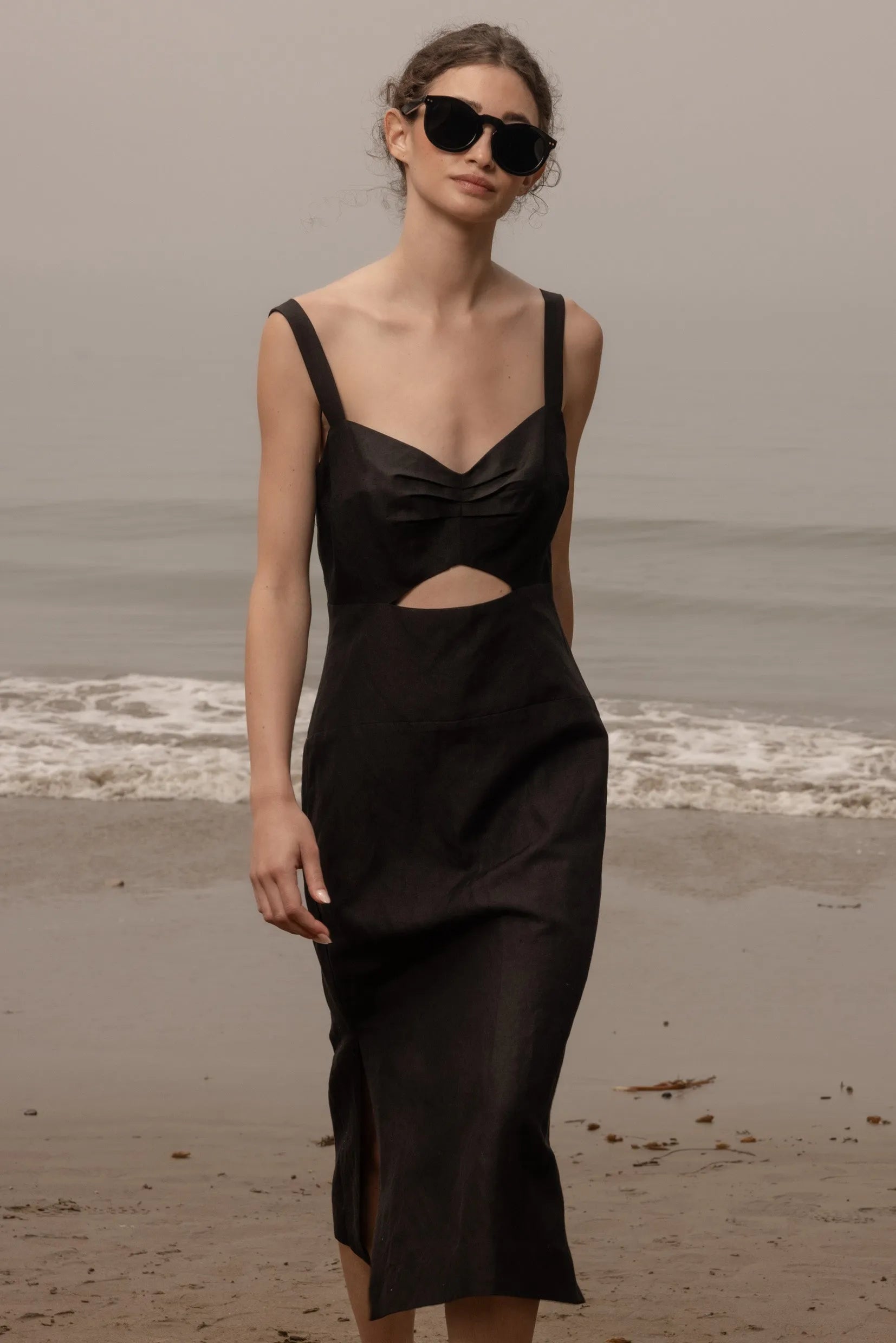 Como Dress - Noir Silk & Hemp - Heidi Merrick