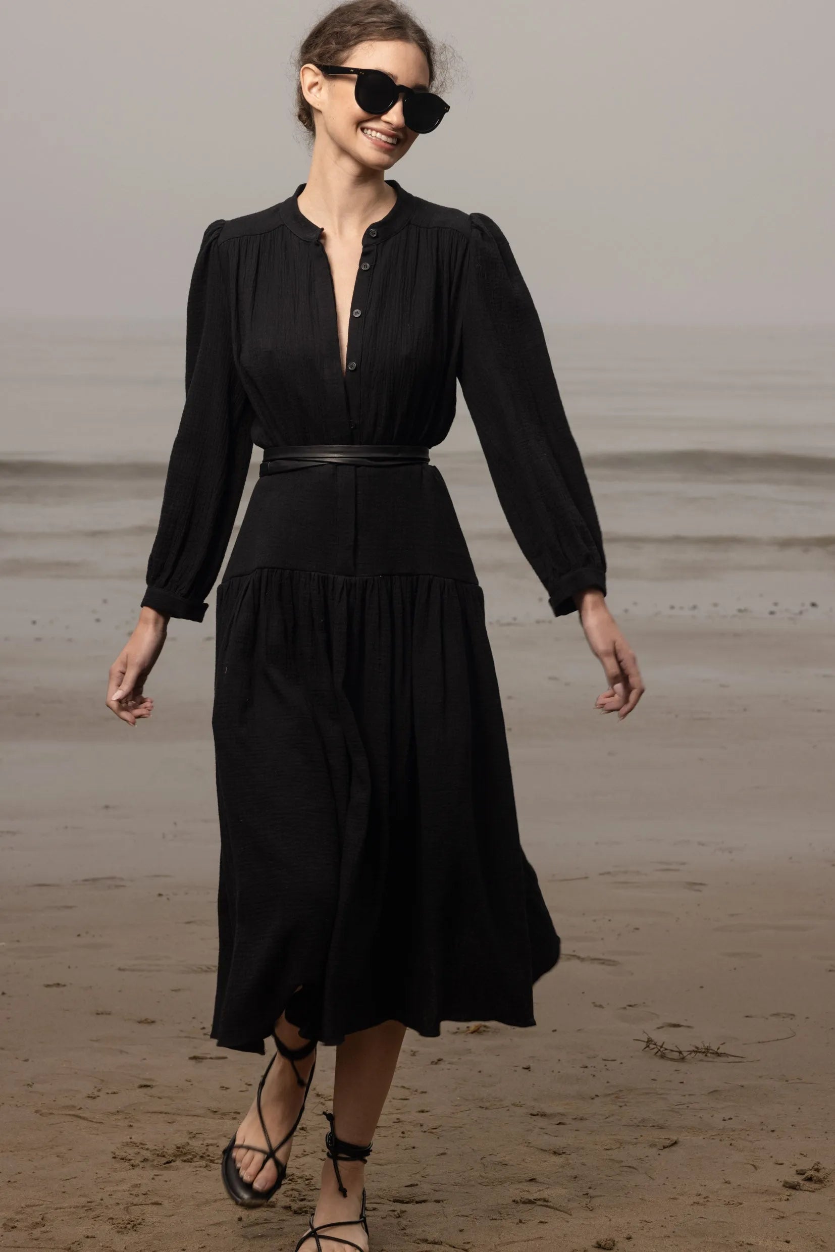 Barcelona Dress - Black Gauze - Heidi Merrick