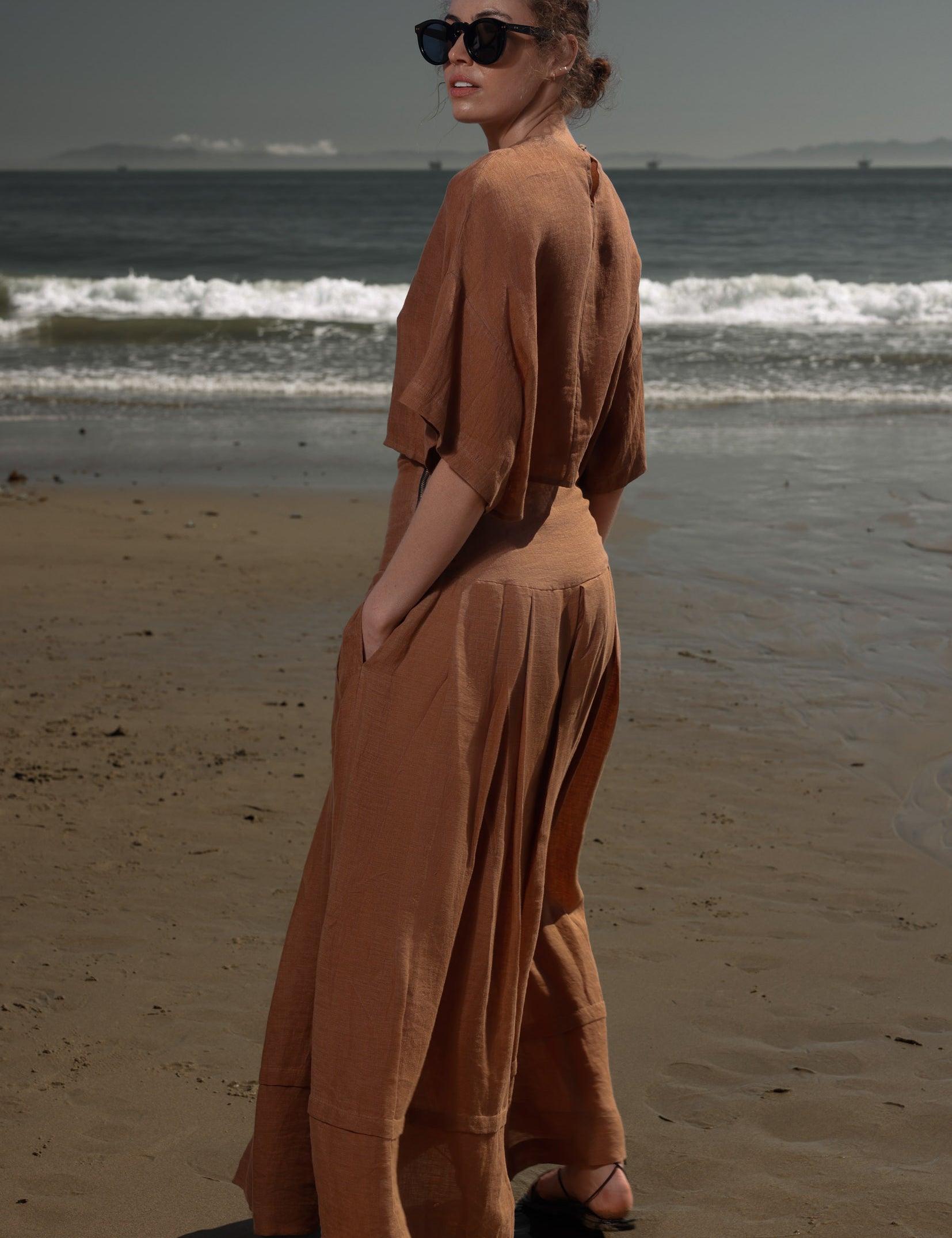 Marbella Skirt - Clay Tissue Linen - Heidi Merrick