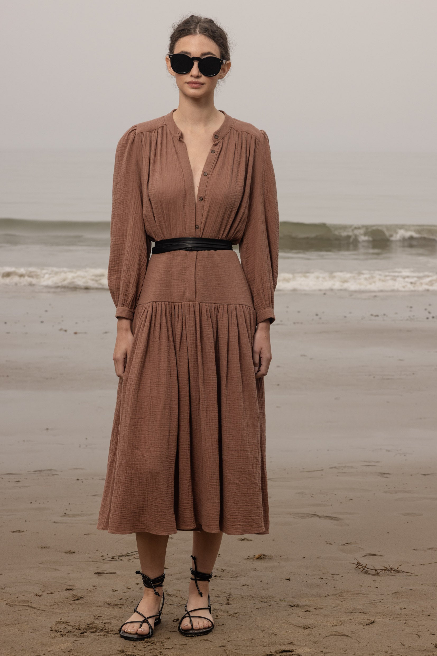 Barcelona Dress - Sable Gauze - Heidi Merrick