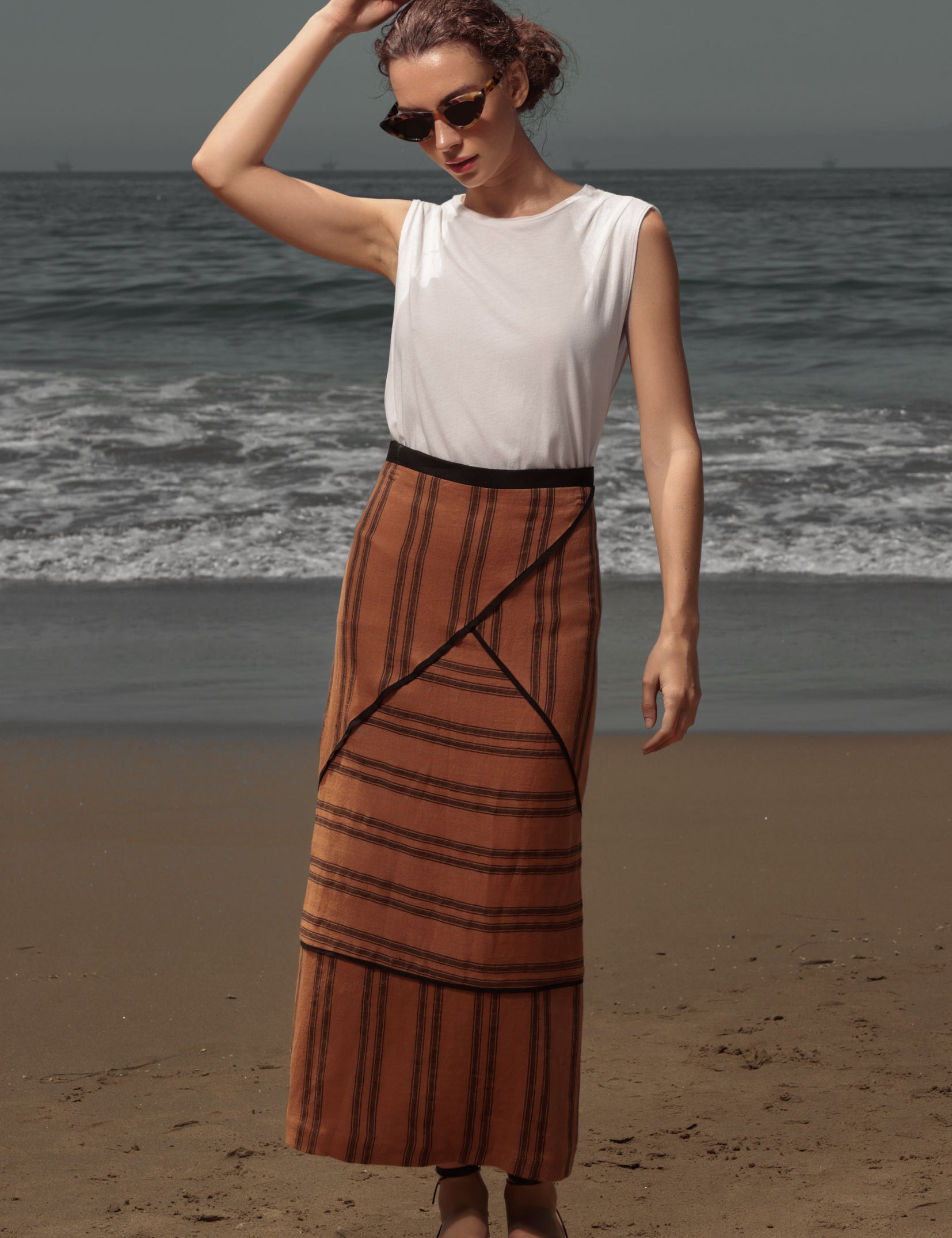 Geometry Skirt - Golden Moroccan Stripe