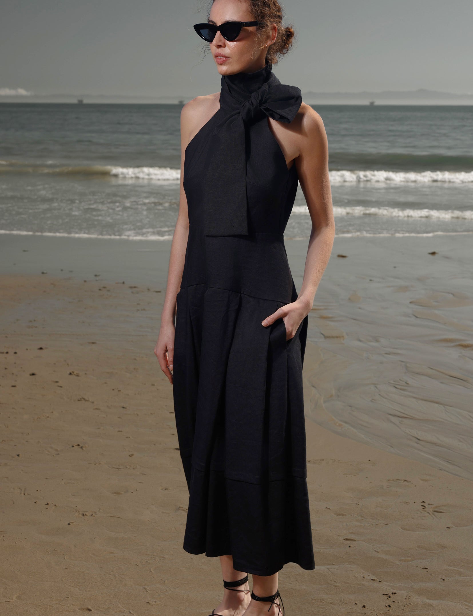Ginger Dress - Noir Silk & Hemp - Heidi Merrick