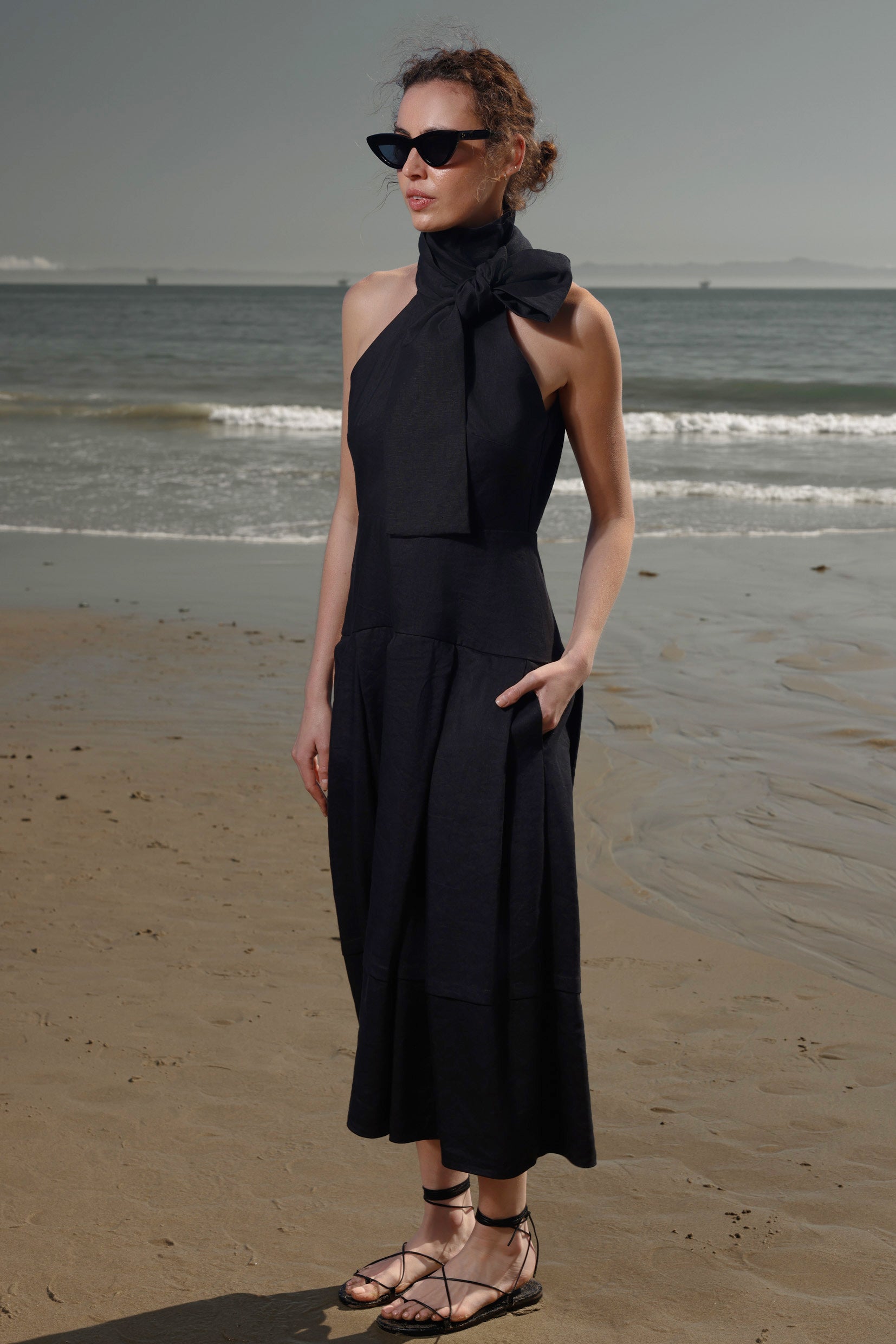 Ginger Dress - Noir Silk & Hemp - Heidi Merrick
