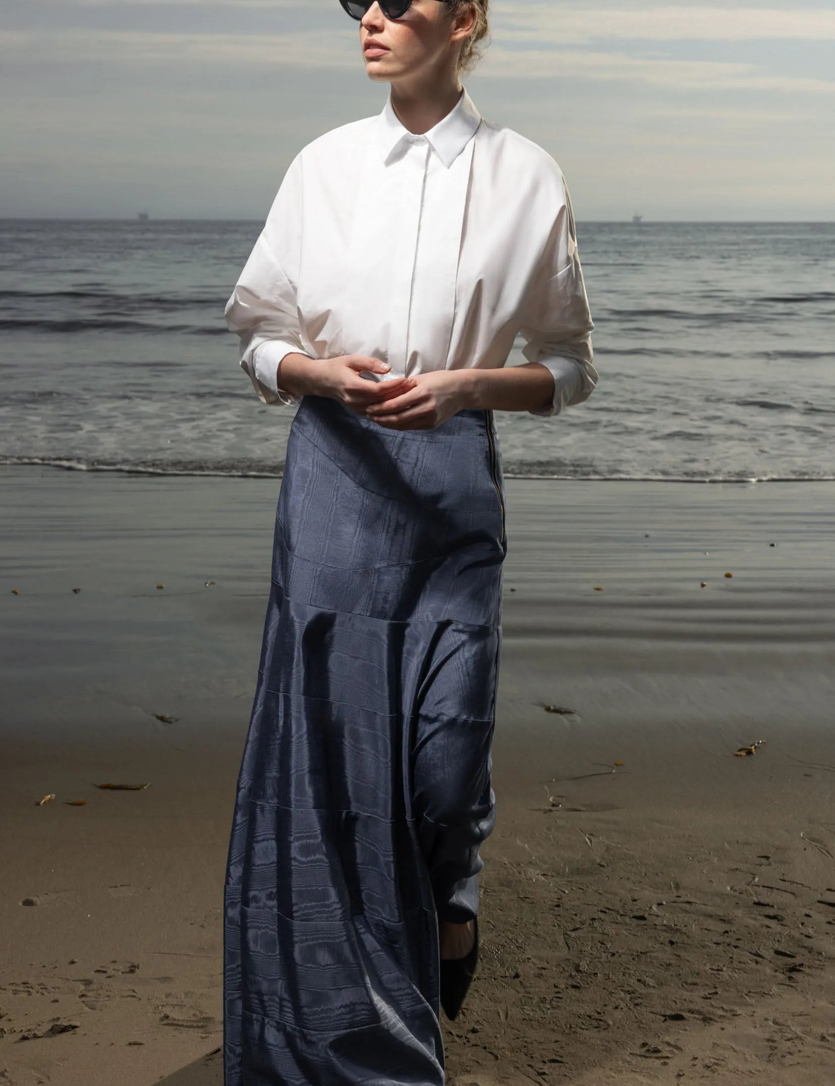 Gale Skirt - Blue Moire - Heidi Merrick
