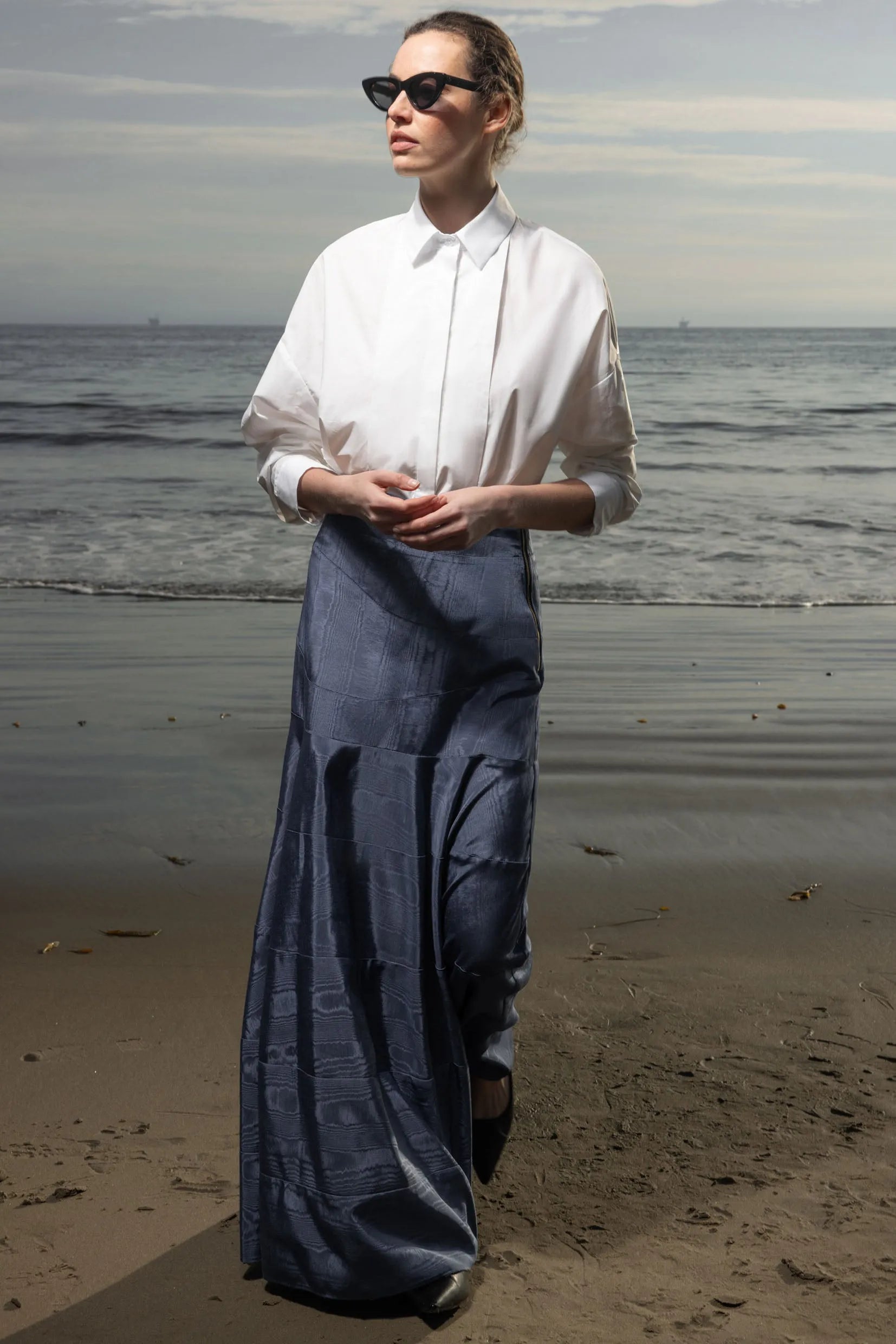 Gale Skirt - Blue Moire - Heidi Merrick