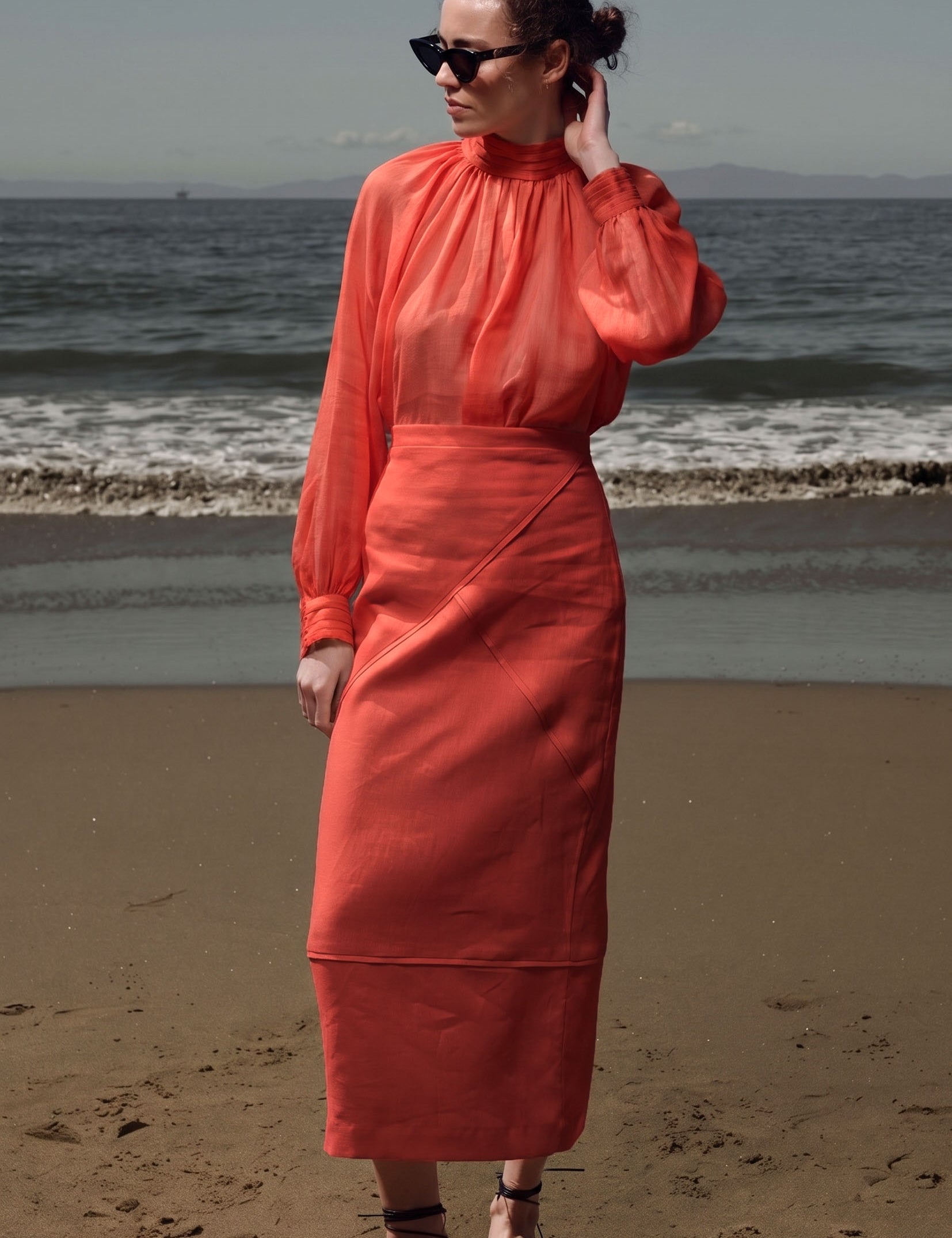 Geometry Skirt - Vermilion Linen