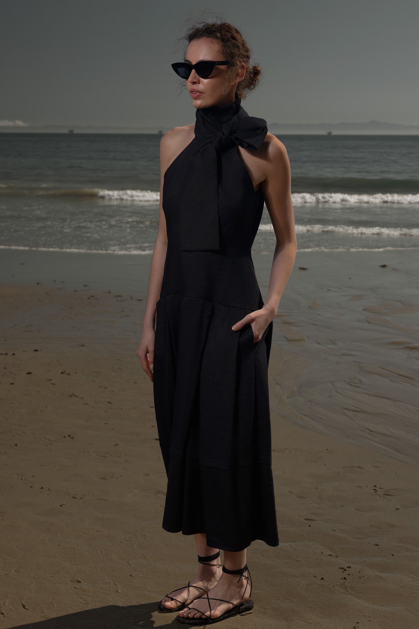 Ginger Dress - Noir Silk & Hemp - Heidi Merrick