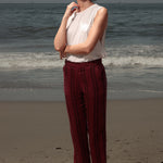 Serge Pant - Burgundy Moroccan Stripe - Heidi Merrick