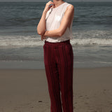 Serge Pant - Burgundy Moroccan Stripe - Heidi Merrick