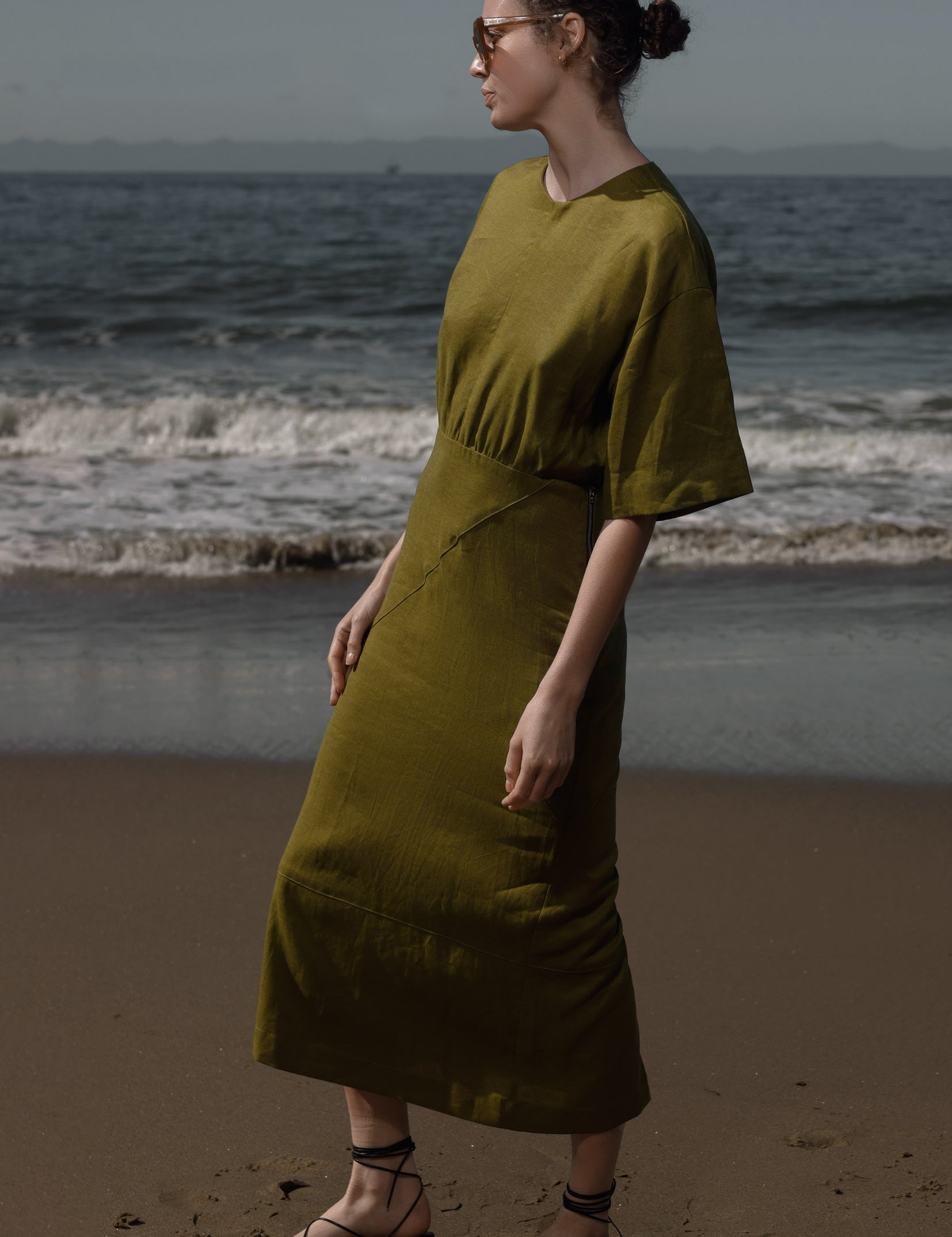 Fauna Dress - Black Linen - Heidi Merrick