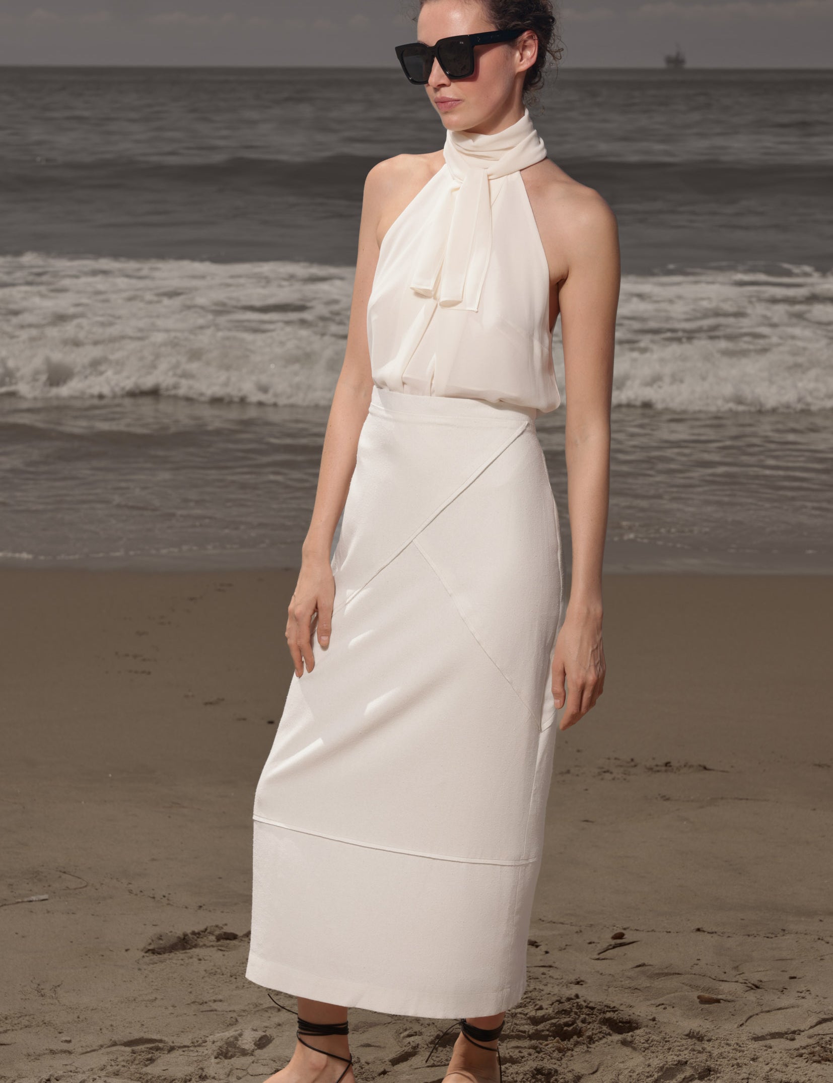 Geometry Skirt - Ivory Silk Noil - Heidi Merrick
