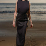 Geometry Skirt - Black Linen - Heidi Merrick