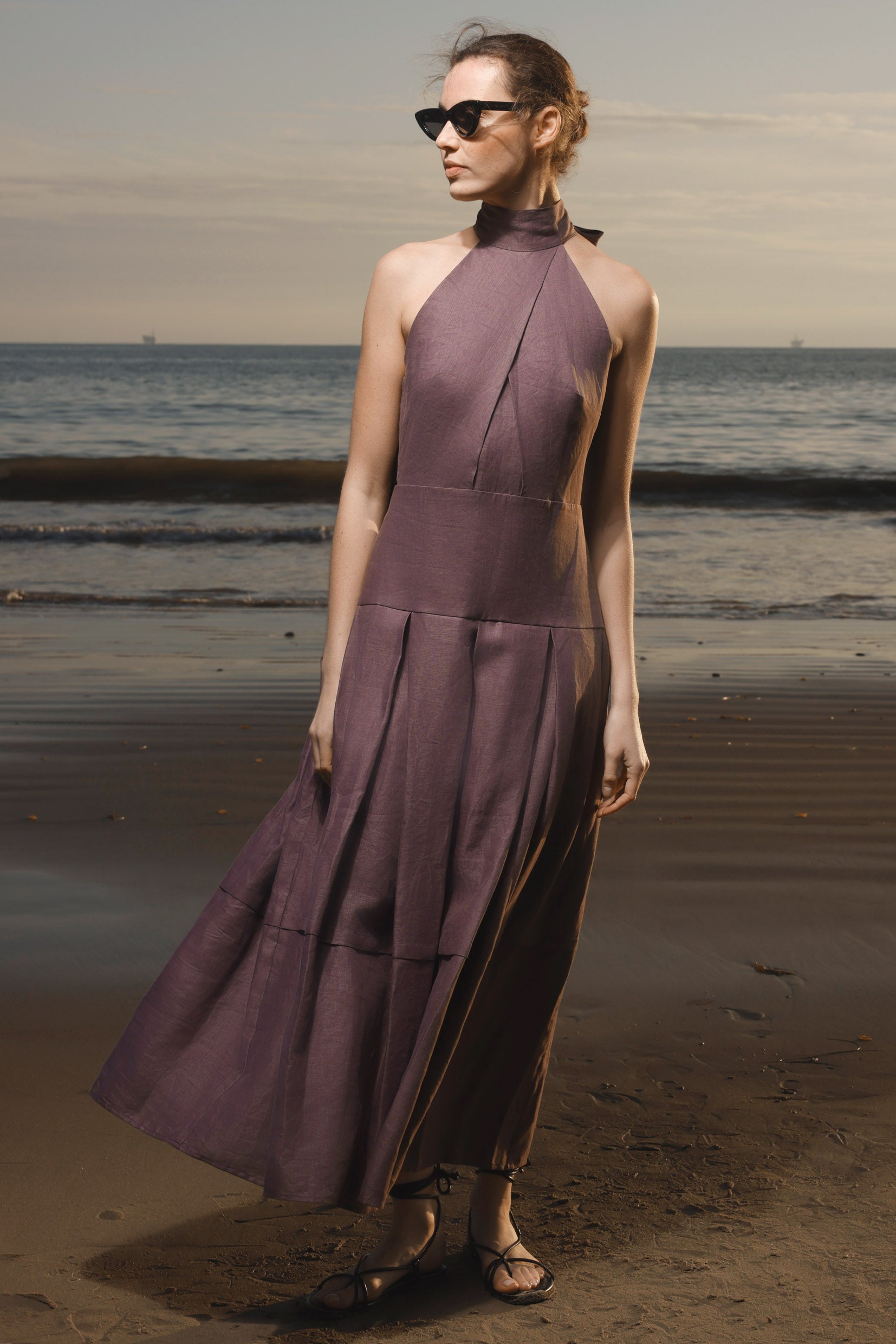 Nysa Dress - Lavender Linen - Heidi Merrick