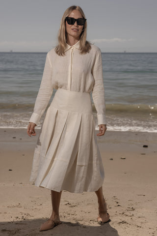 Contessa Skirt - Ivory Silk & Hemp