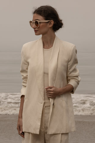 Zelda Blazer - Ivory Silk & Hemp