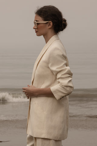 Zelda Blazer - Ivory Silk & Hemp