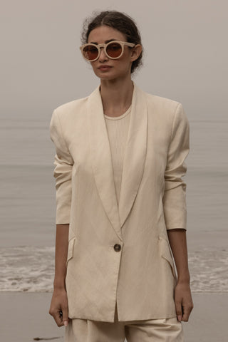 Zelda Blazer - Ivory Silk & Hemp