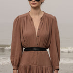 Barcelona Dress - Sable Gauze - Heidi Merrick