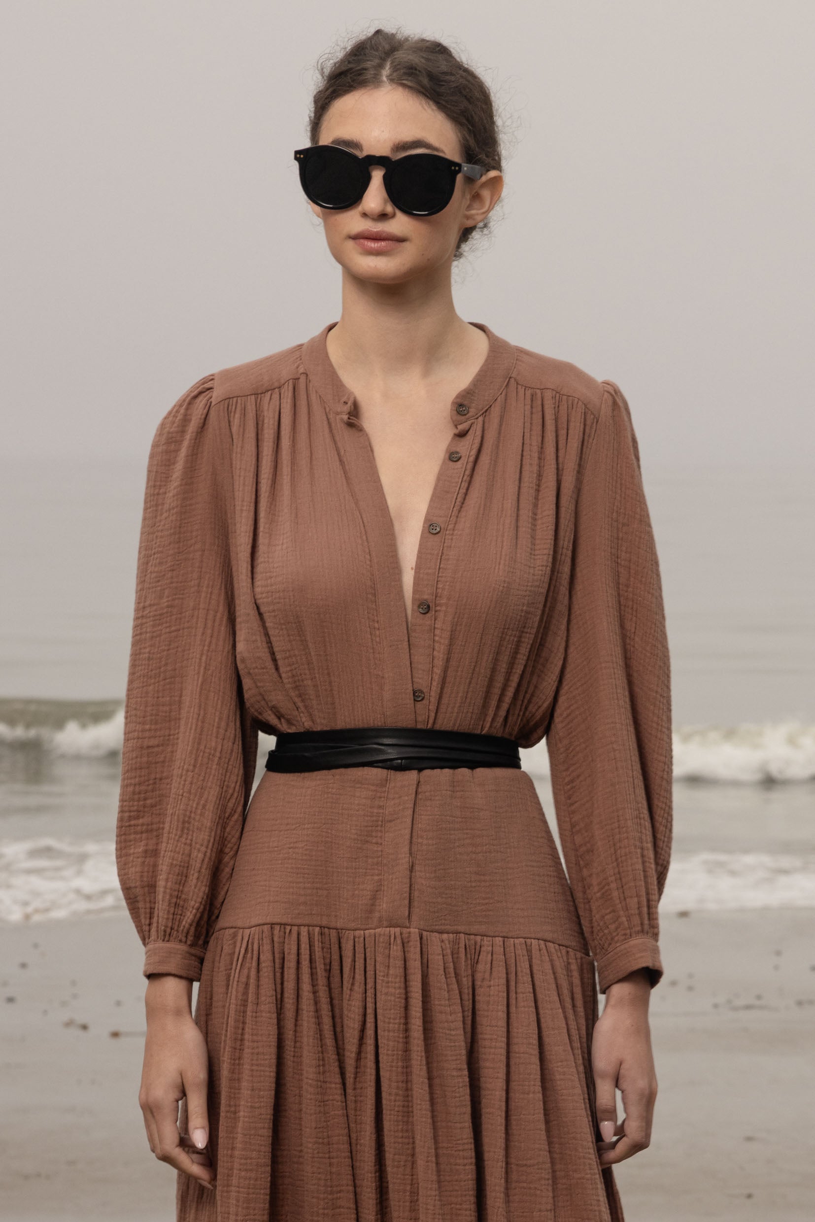 Barcelona Dress - Sable Gauze - Heidi Merrick