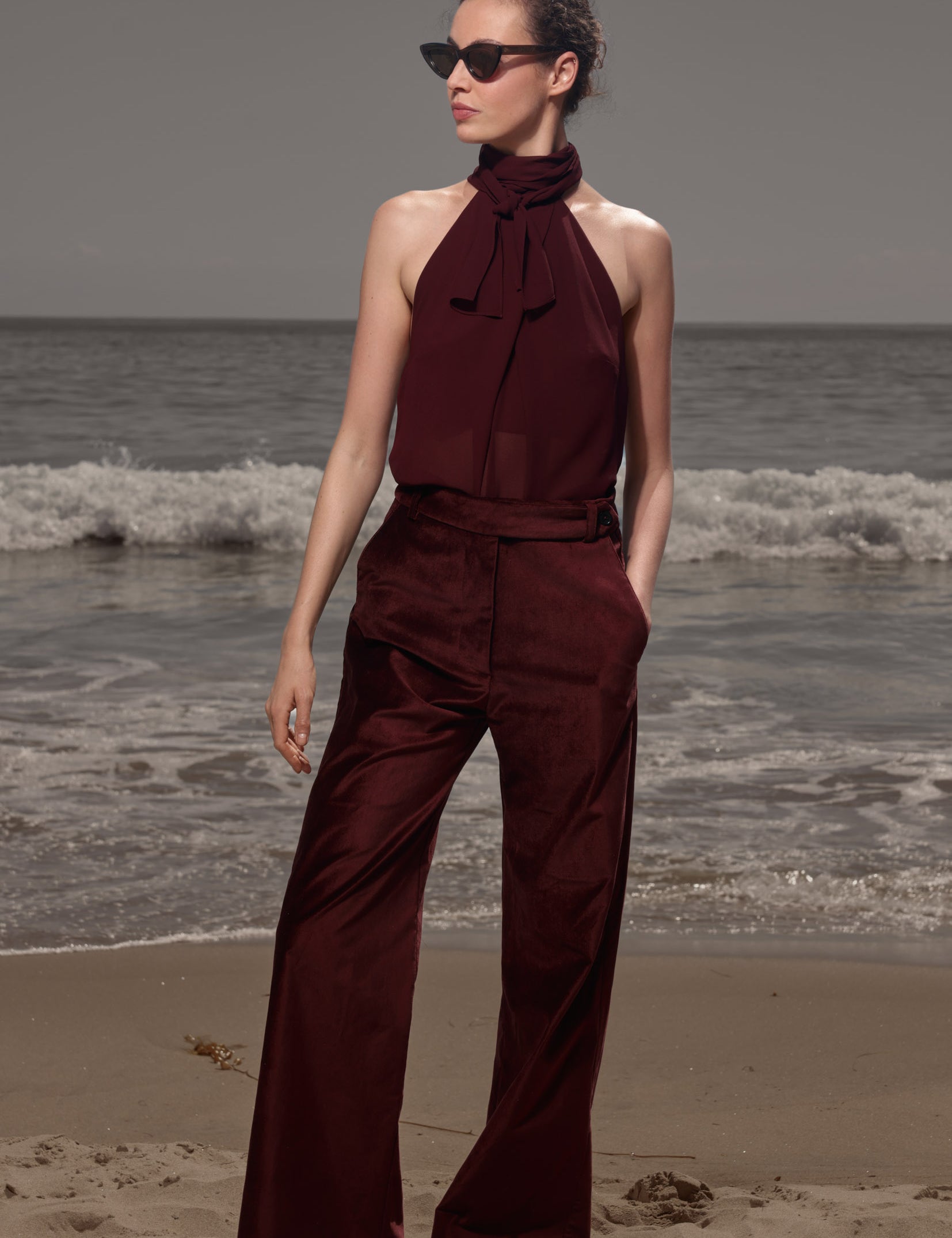 Alix Pant - Burgundy Velvet - Heidi Merrick