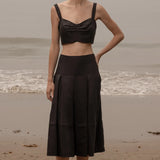Contessa Skirt - Noir Silk & Hemp - Heidi Merrick