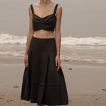 Contessa Skirt - Noir Silk & Hemp - Heidi Merrick