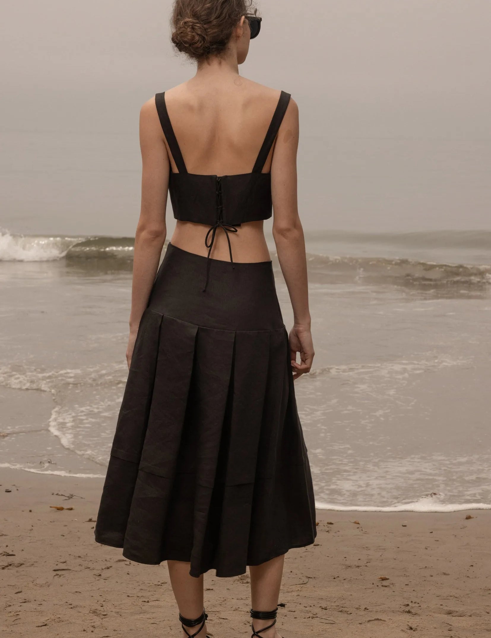 Contessa Skirt - Noir Silk & Hemp - Heidi Merrick