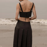 Contessa Skirt - Noir Silk & Hemp - Heidi Merrick