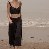 Contessa Skirt - Noir Silk & Hemp - Heidi Merrick