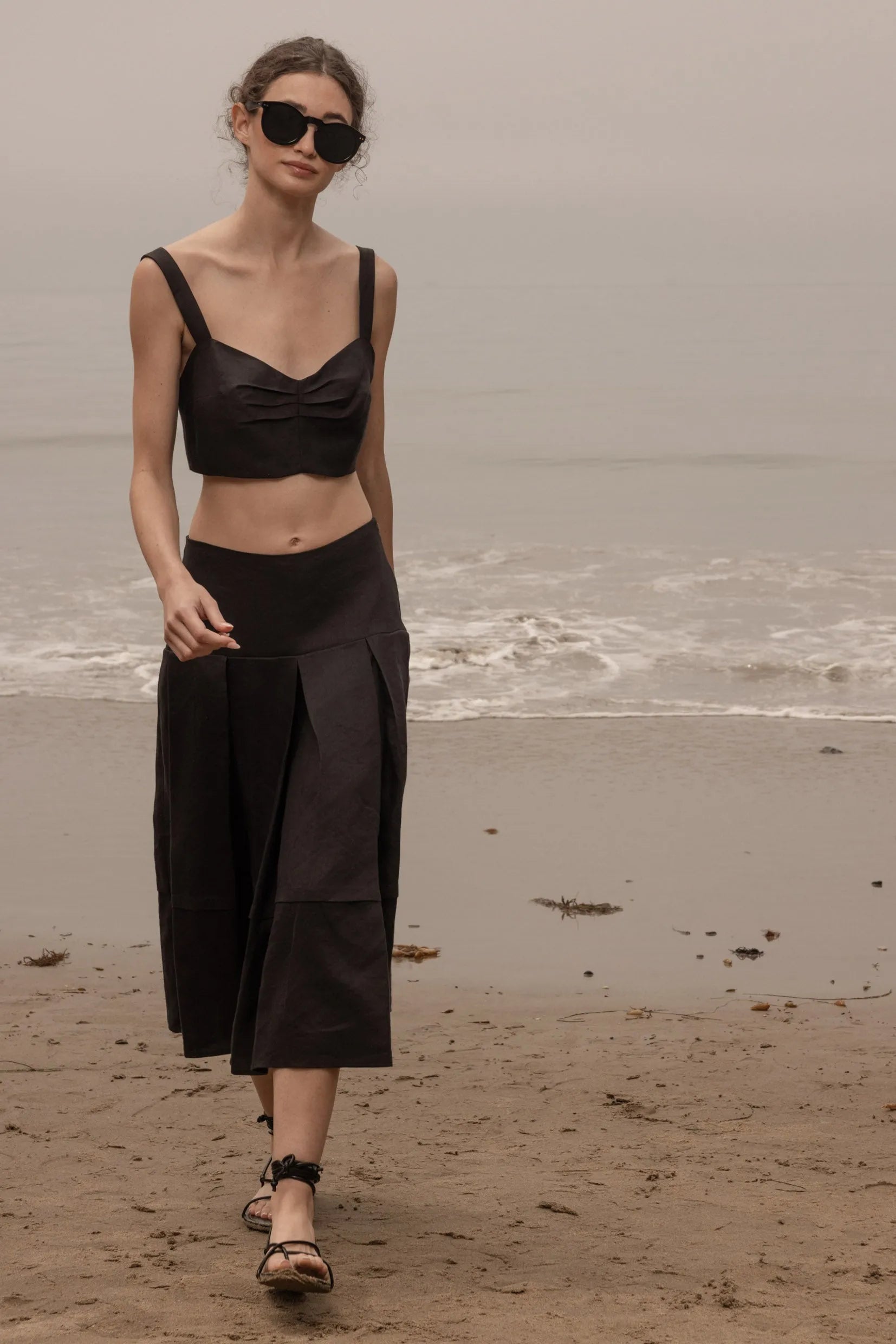 Contessa Skirt - Noir Silk & Hemp - Heidi Merrick