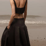 Contessa Skirt - Noir Silk & Hemp - Heidi Merrick