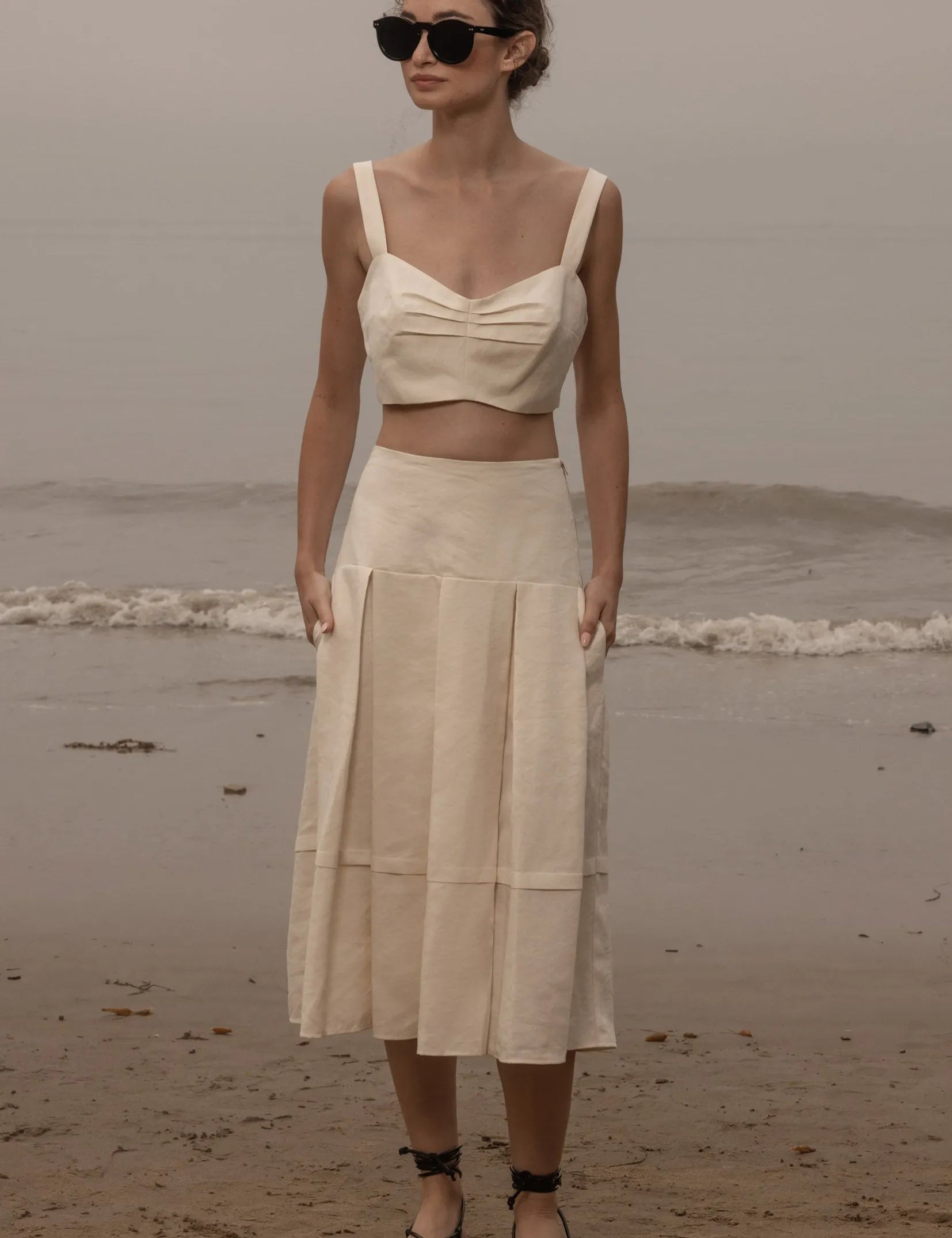 Contessa Skirt - Ivory Silk & Hemp - Heidi Merrick