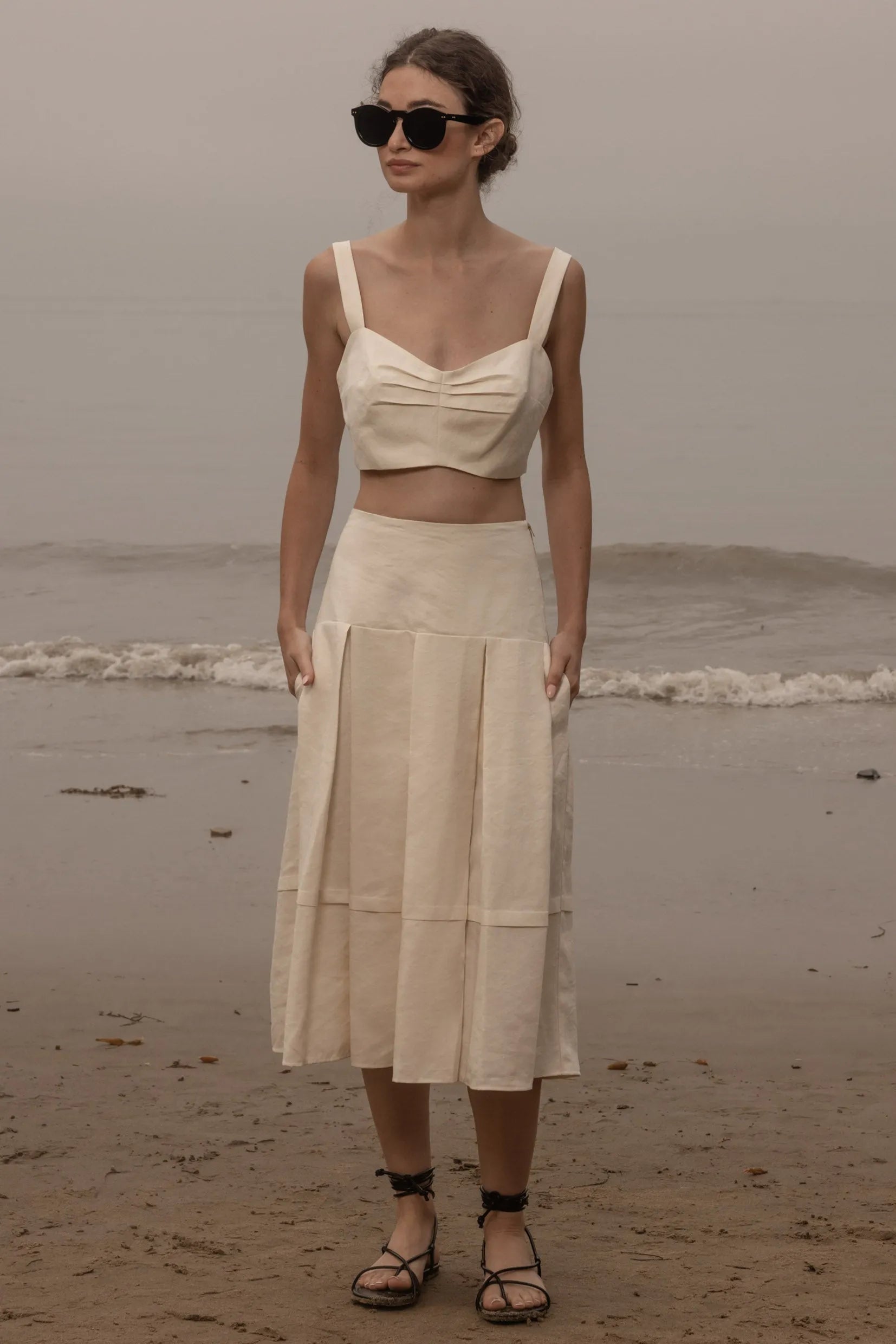 Contessa Skirt - Ivory Silk & Hemp - Heidi Merrick