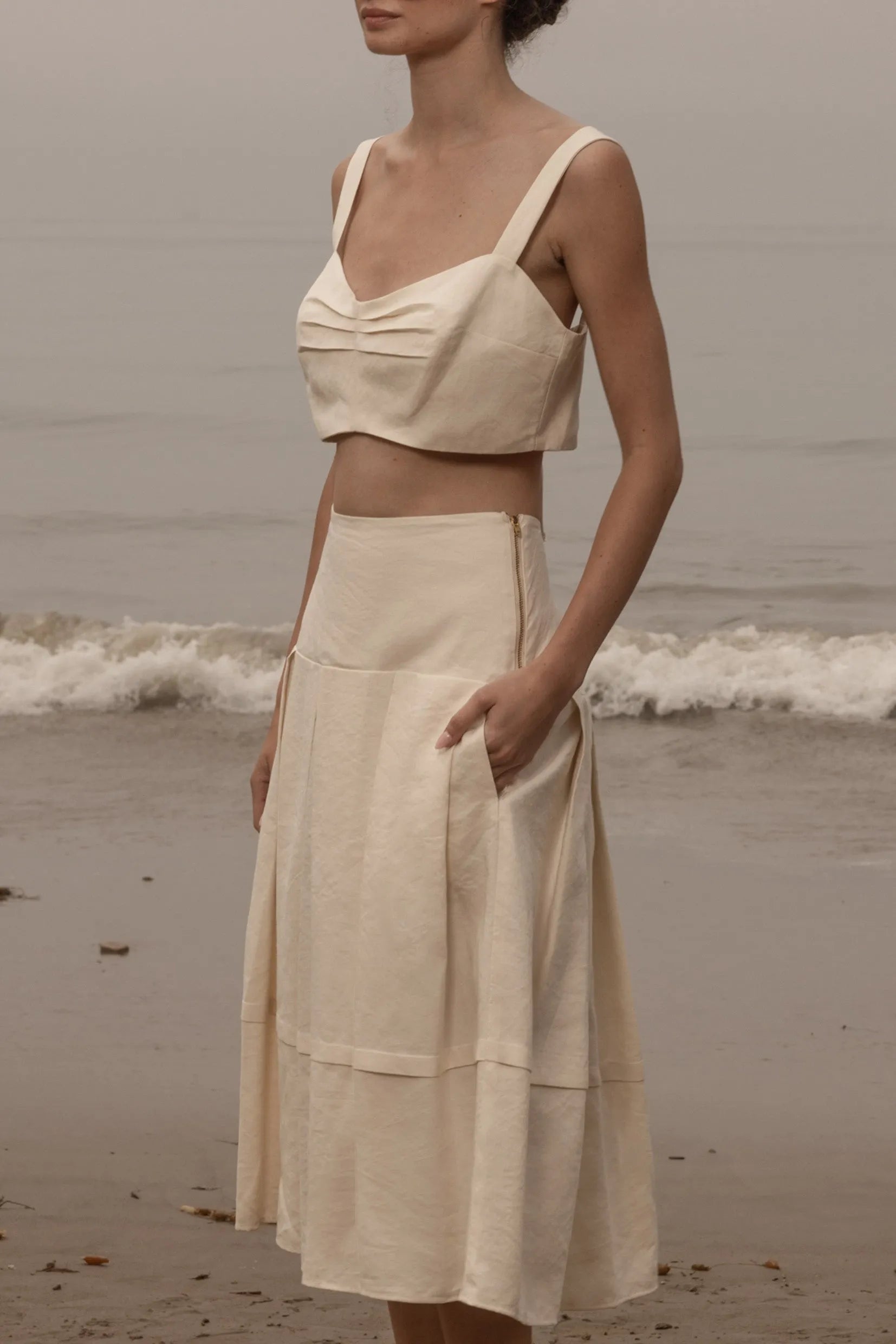 Contessa Skirt - Ivory Silk & Hemp - Heidi Merrick