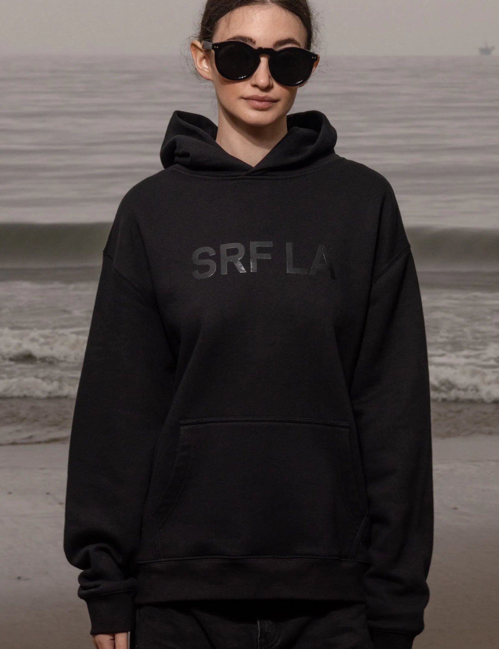 SRF LA Unisex Hoodie - Black on Black - Heidi Merrick
