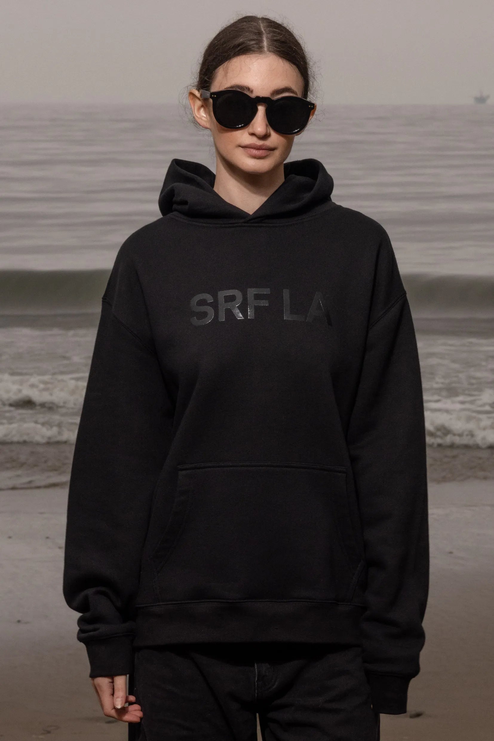 SRF LA Unisex Hoodie - Black on Black - Heidi Merrick