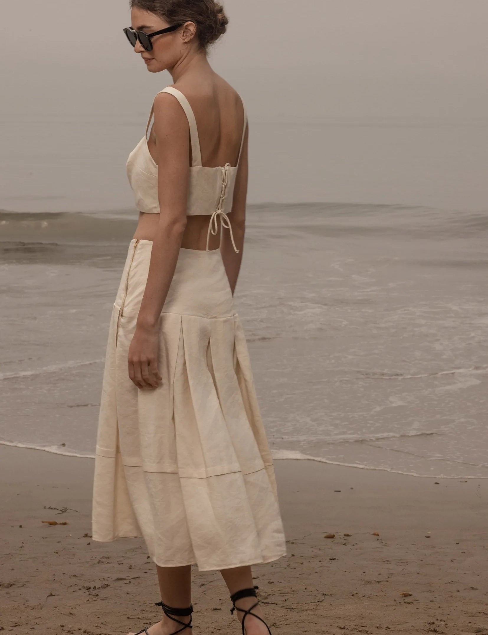 Contessa Skirt - Ivory Silk & Hemp - Heidi Merrick