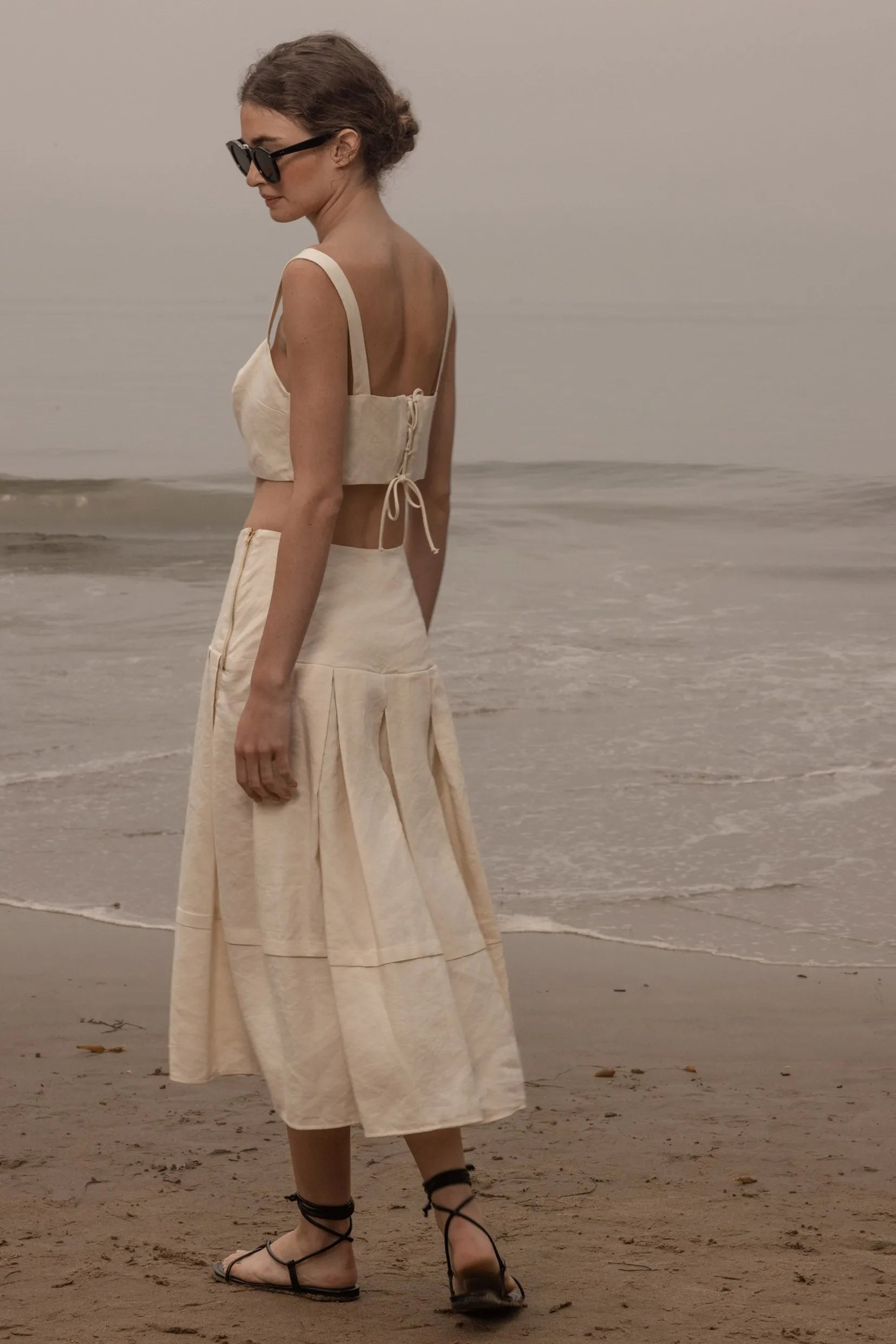 Contessa Skirt - Ivory Silk & Hemp - Heidi Merrick