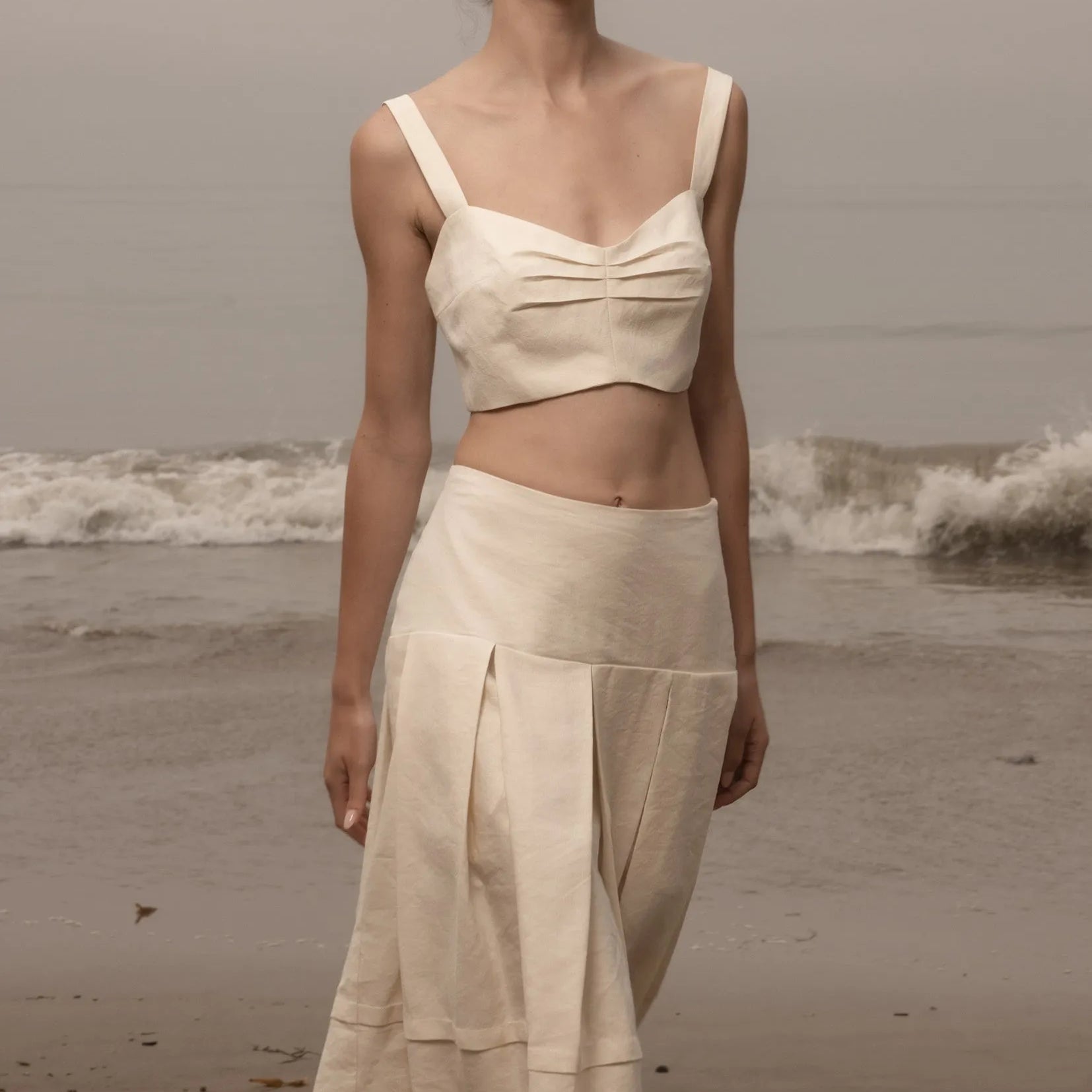 Contessa Skirt - Ivory Silk & Hemp - Heidi Merrick