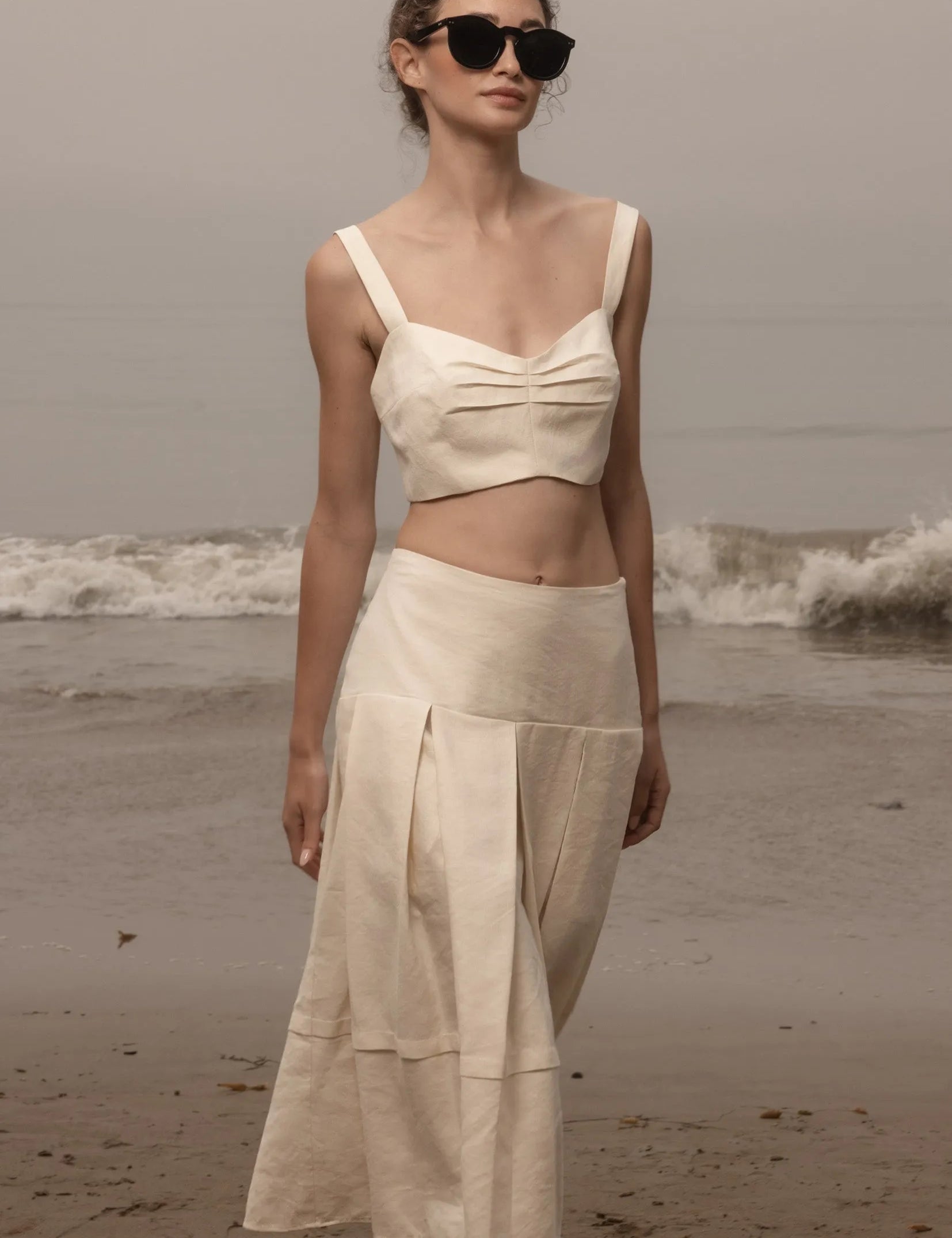 Contessa Skirt - Ivory Silk & Hemp - Heidi Merrick