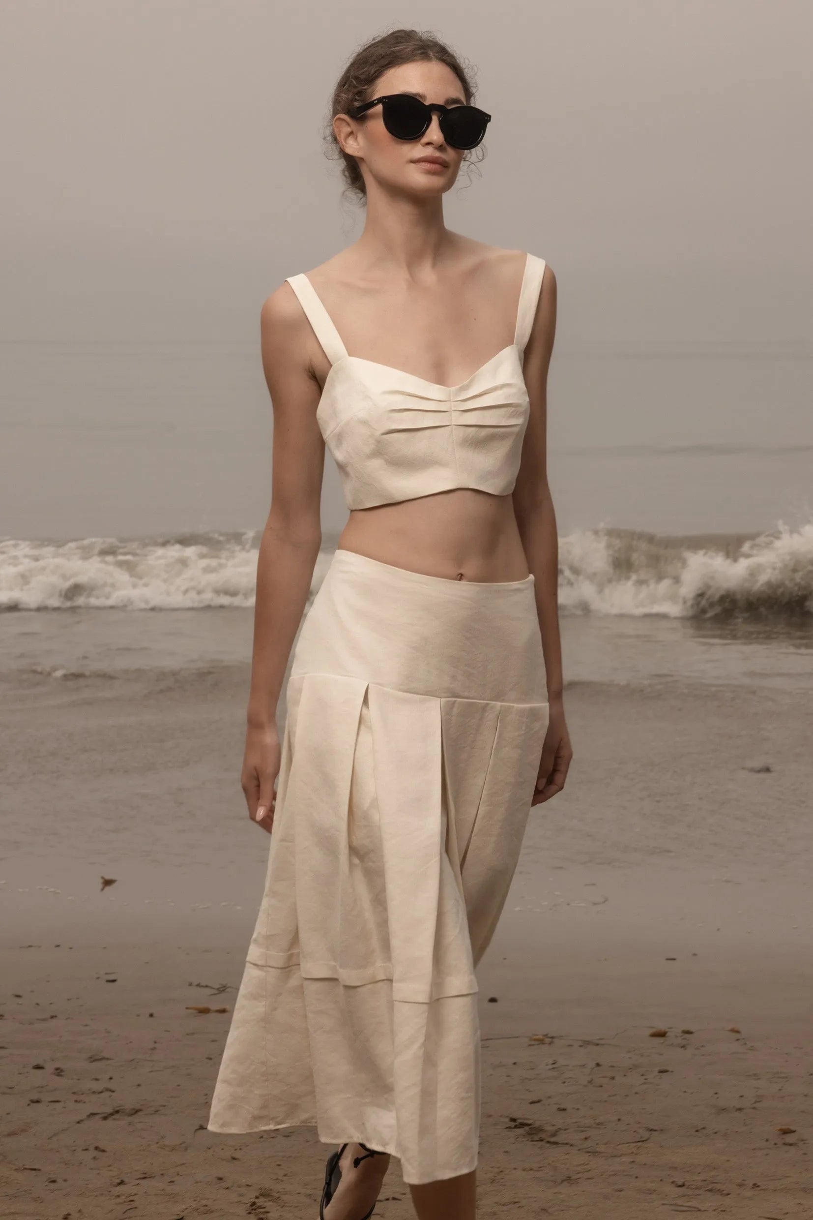 Contessa Skirt - Ivory Silk & Hemp - Heidi Merrick