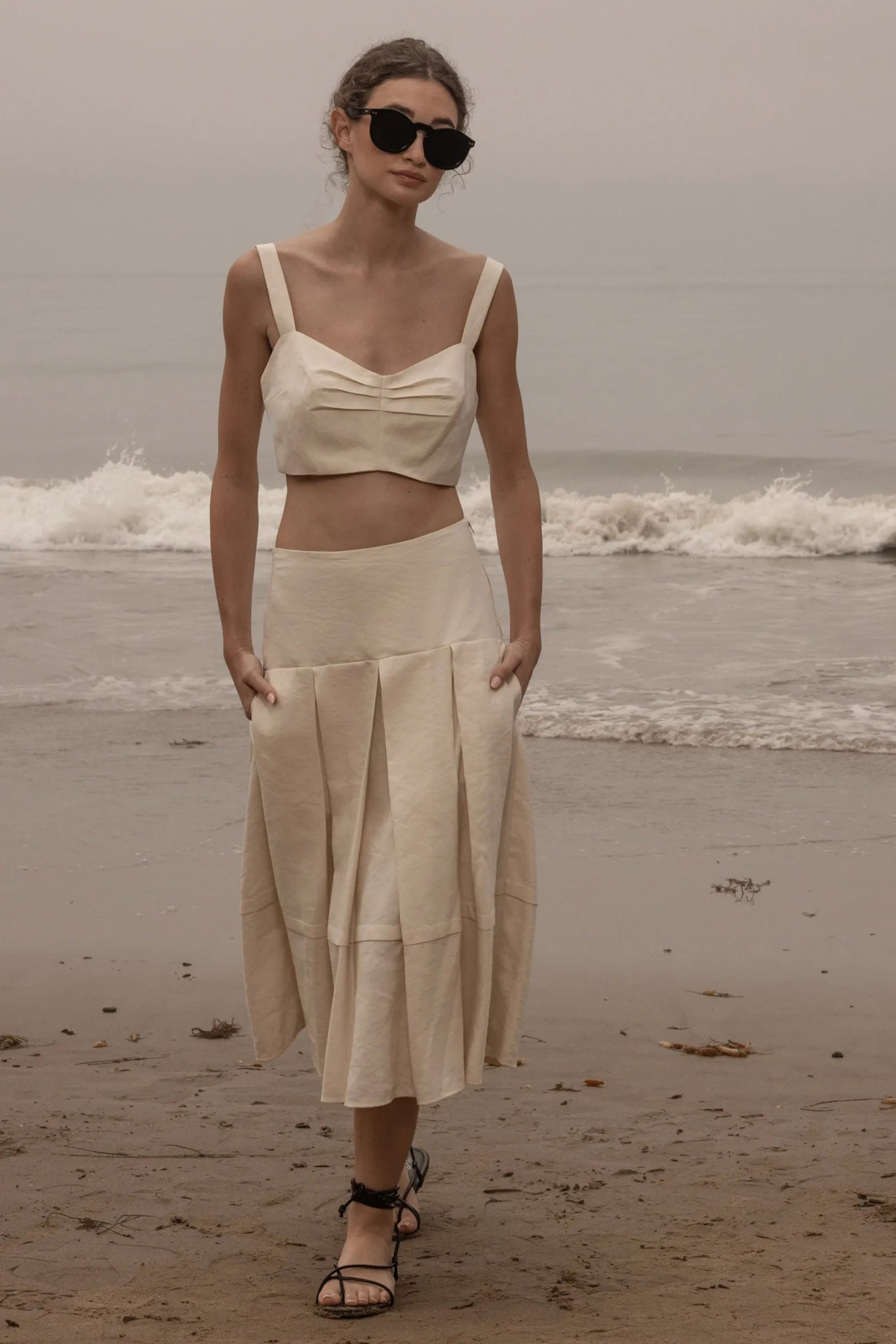 Contessa Skirt - Ivory Silk & Hemp - Heidi Merrick