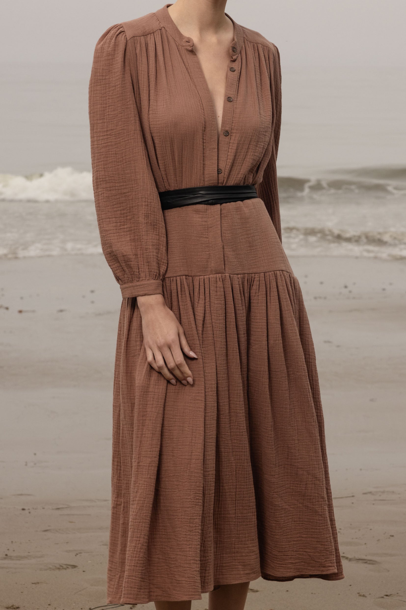 Barcelona Dress - Sable Gauze - Heidi Merrick