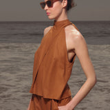 Nysa Top - Golden Brown Silk Noil