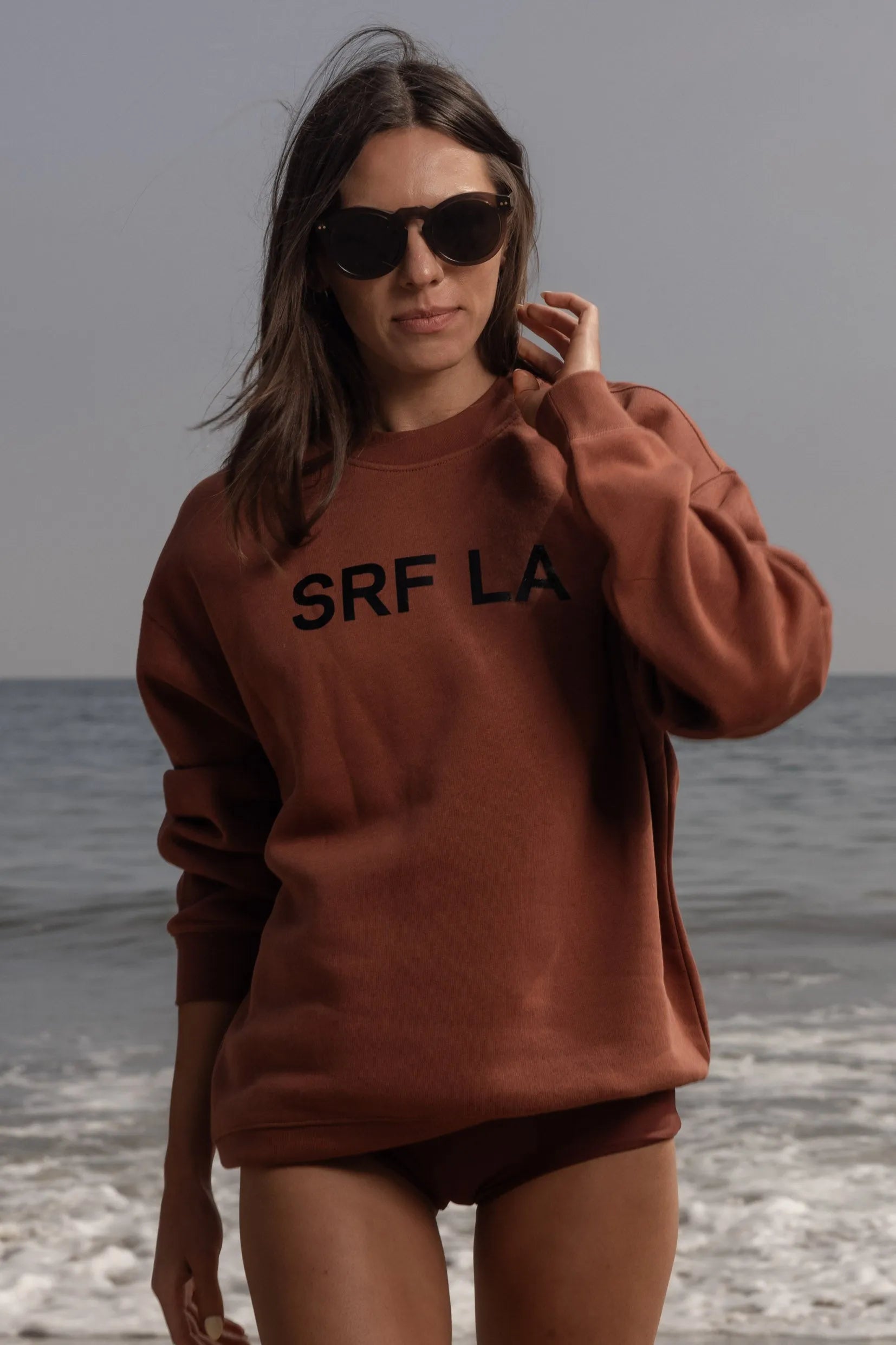 SRF LA Unisex Crewneck - Walnut - Heidi Merrick