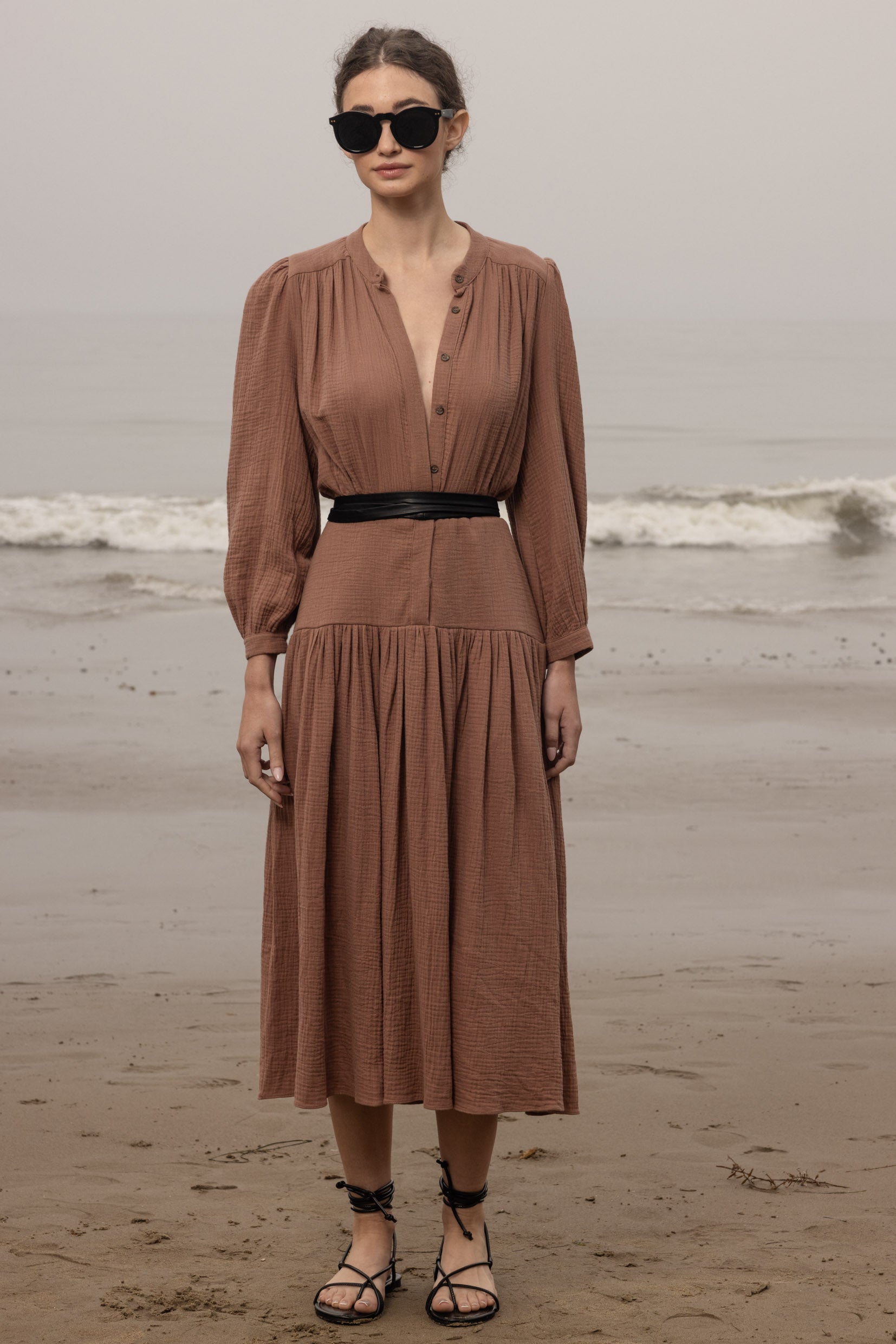 Barcelona Dress - Sable Gauze - Heidi Merrick